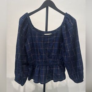 Madewell Navy Blue Scoopneck Peplum Top
